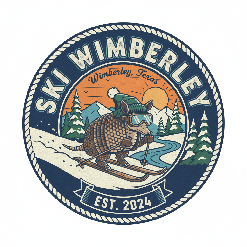 Ski Wimberley "Resort Pass" Sticker – 3" Die-Cut (Blue Hole Edition)