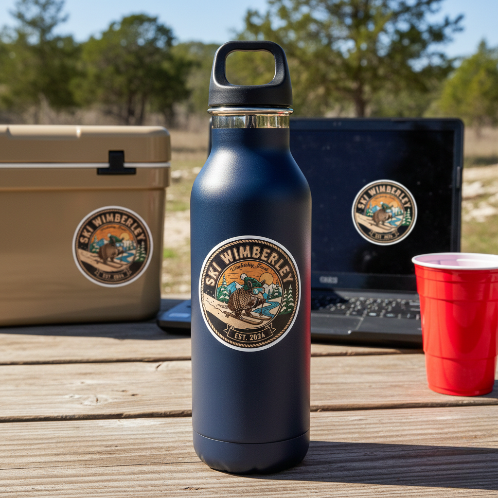 Ski Wimberley "Resort Pass" Sticker – 3" Die-Cut (Blue Hole Edition)